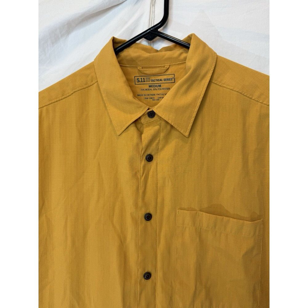 5.11 Tactical Short Sleeve Yellow Shortsleeve Shirt M Snap Modal Polyester Blend